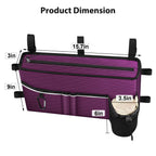 FINPAC Large Walker Tote Bag with Cup Holder, Folding Walker Attachment Hands-Free Storage Basket Mobility Aid Accessory Pouch for Elderly, Senior, Purple