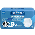 Medline FitRight Adult Incontinence Underwear, Heavy Absorbency, 3X-Large, 75"-94" Waist (20 Count, 4 Pack)