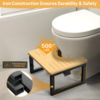 Bamboo Toilet Stool Foldable, 7 in, 8 in Or 9 in Adjustable Height Squat Stool Potty for Adults, Sturdy Poop Step Stool for Bathroom, Improve Squatting Posture, Non-Slip,500 lbs Capability