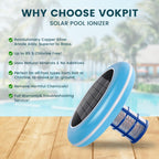 Pool Ionizer Solar Powered,Copper Ionization,Floating Automatic Water Cleaner and Purifier,Up to 45,000 Gal,85% Less Chlorine, Chlorine Free Water,Smart Replacement