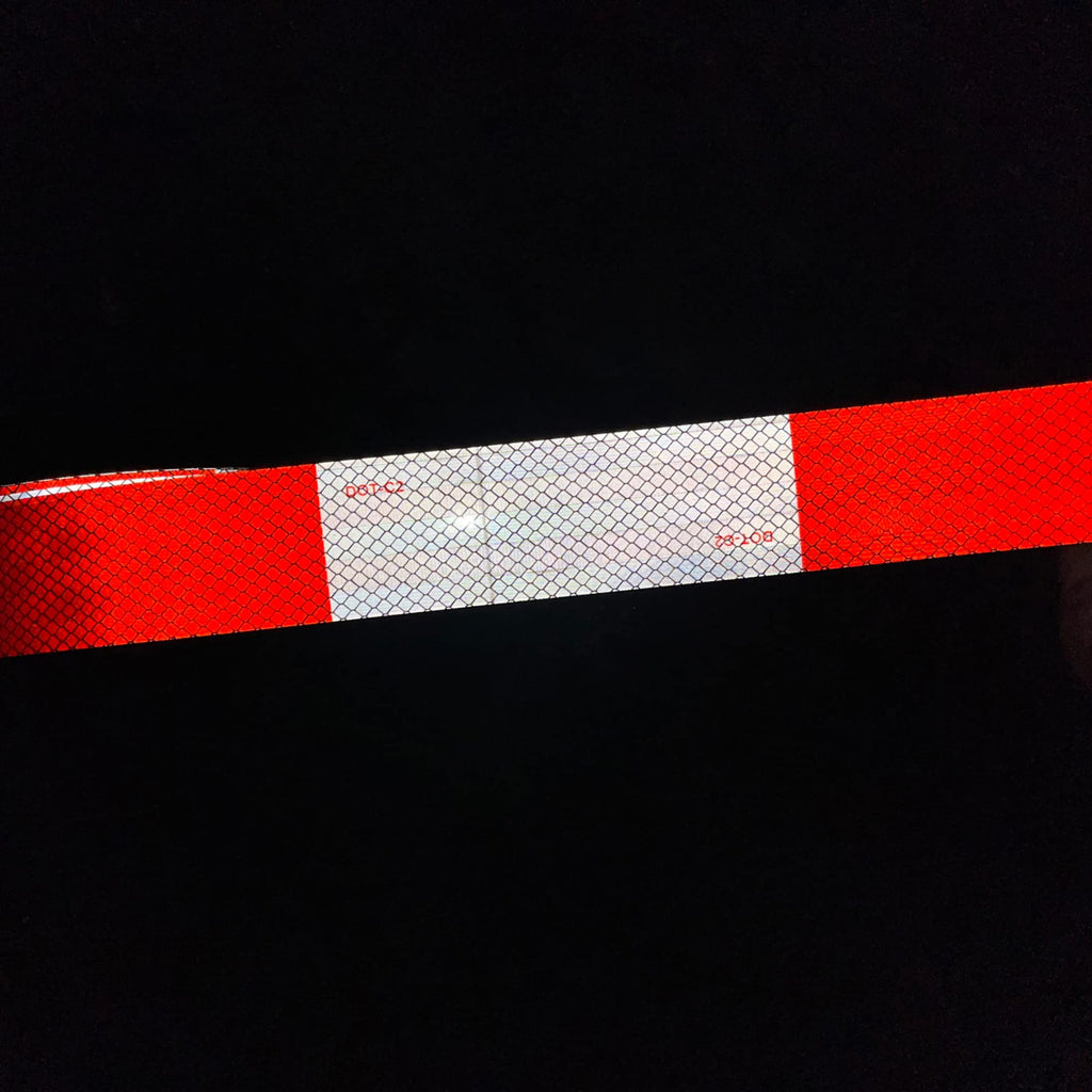 SWRT DOT-C2 Reflective Tape 2 Inch x 200 Feet Red White Reflective Tape Outdoor Waterproof Conspicuity Strong Adhesive Reflector Tape Warning Safety Tape for Vehicles Trailers Boats Signs