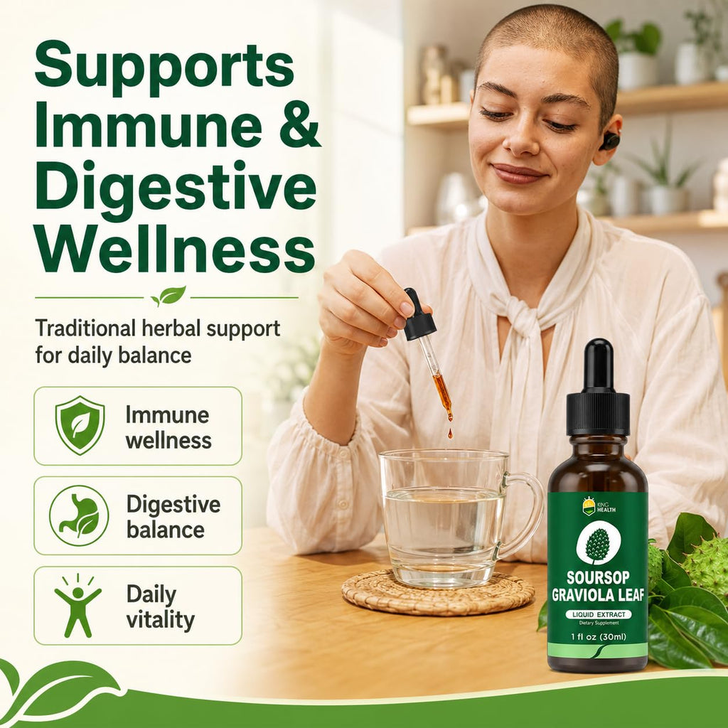 Organic Soursop Graviola Leaf Extract Liquid Drops | Pure Soursop Bitters Liquid for Immune Support | GMP Certified, Vegan, Non-GMO, Gluten Free | 1 Fl Oz