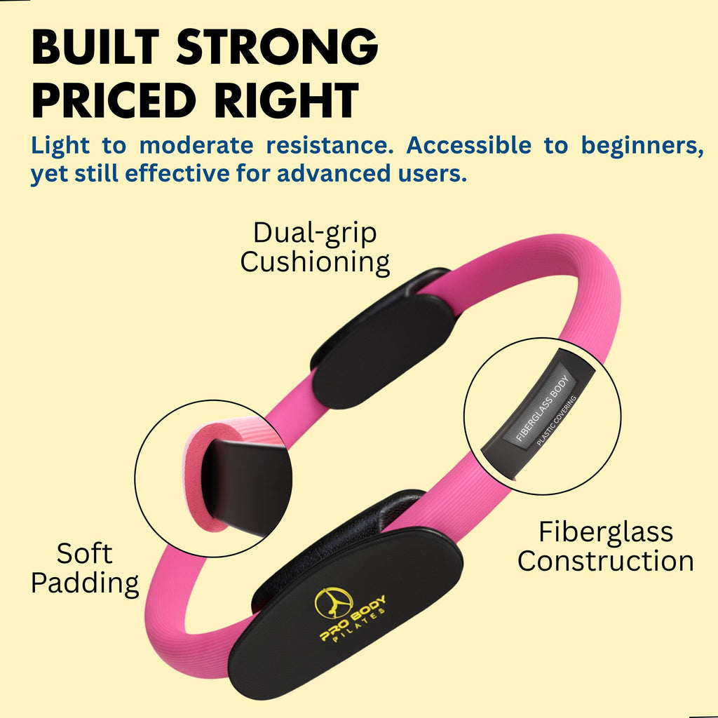 ProBody Pilates Fitness Circle ��� 14 Inch Pilates Ring for Yoga and Other Workouts, Focusing on Toning Inner Thighs, Arms, Core and Back, at Home Pilates Equipment (Black)