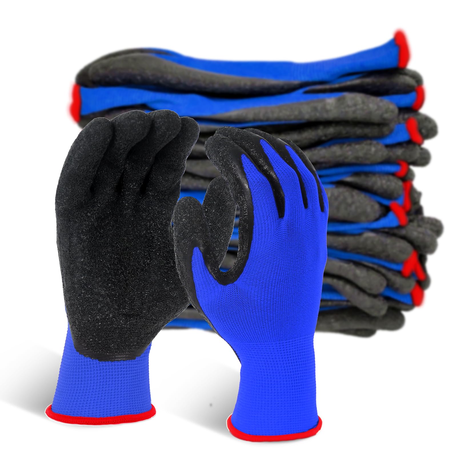 Evridwear Crinkle Latex Rubber Coated Safety Work Gloves for Men Women