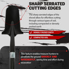 CKG Carbon Metal Detecting Shovel Digging Tool with Double Serrated Blade – Lightweight Digger Garden Root Cutter, Spade Professional Metal Detector Accessories, Gold Digger Shovel - Carbon Black