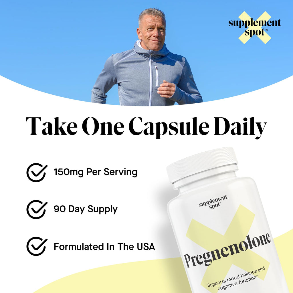 Supplement Spot Pregnenolone 150 Mg Energy Supplement – Pregnenolone to Support Healthy Mood for Women & Men (90 Servings)