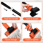 KalTell (2PK) Commercial Wet Mop Handles Replacement, Heavy Duty Jaw Clamp Style Mop Stick, Industrial Mop Grippers-Savety Orange