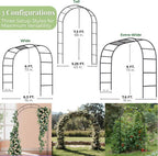 Adorox 7.8ft Garden Arch Trellis for Climbing Plants, Metal Arch Frame, Pumpkin Archway Outdoor Garden Arbors and Arches for Halloween Christmas Birthday Party Baby Shower Decoration(Black)