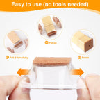 CHUNZEXI 48 Pack Square Chair Leg Floor Protectors for Hardwood Floors, Silicone Felt Covers Pads Caps, Protect Wood Furniture Feet Floors Noise Reduce and Scratch (Square Large)