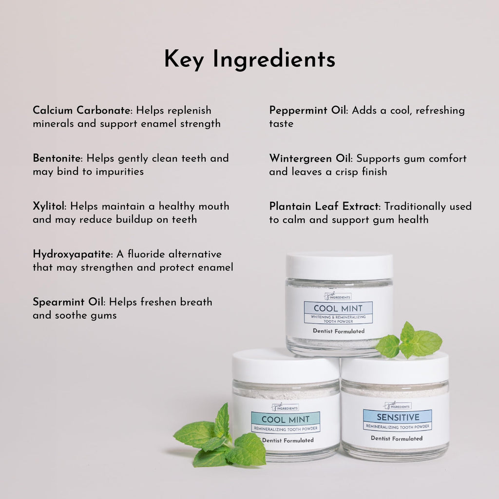 Remineralizing Tooth Powder – Fluoride-Free Oral Care – Gently Cleans & Whitens – Supports Strong Teeth & Fresh Breath – Vegan, Non-GMO, Made with Real Food Ingredients (Regular)