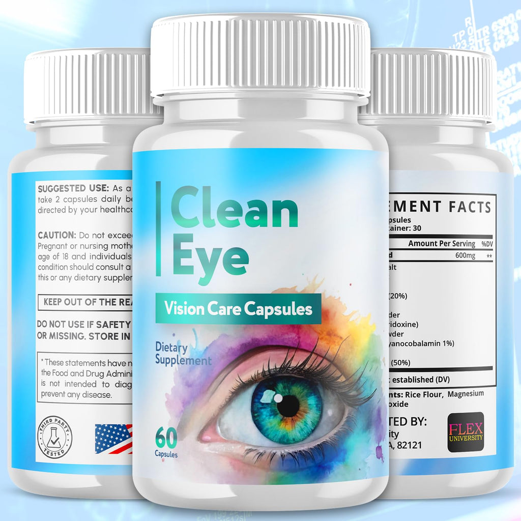 (5 Pack) Clean Eye Vision Care Capsules, CleanEye Pills with All Natural Ingredients, Advanced Clean Eye Vision Support Supplement with Max Strength Vitamins for Optimal Health (300 Capsules)