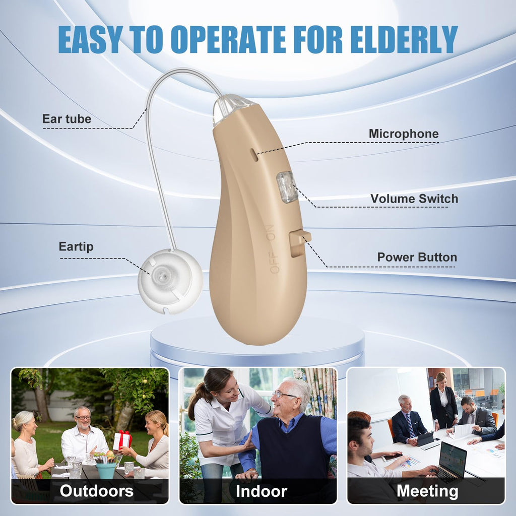 Flaygo Rechargeable Hearing Aids for Seniors - 16-Channel Digital Chip OTC Hearing Aid with Smart Noise Reduction for Clear Sound,150+Hrs Ultra Long Standby, Medical Silicon,Comfortable Anti-Slip Fit