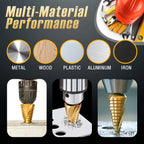 5PCS Titanium Step Drill Bit - 4241 HSS Step Bit with Two Spiral Grooved, 50 Sizes from 3/16" to 1-3/8", Steps Bits for Metal, Aluminum, Wood & Plastic, for Electricians & DIY
