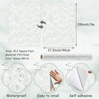 Theper Green Wallpaper 17.3"×118" Modern Striped Wall Paper Peel and Stick Wallpaper Boho Self Adhesive Removable Wallpaper for Bedroom Waterproof Vinyl White and Green Contact Paper