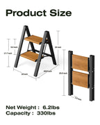Taranta 2-Step Aluminum Ladder,Lightweight Folding Step Stool with Extra-Wide Anti-Slip Steps,330 lbs Capacity,Compact Space-Saving Design for Home,Kitchen and