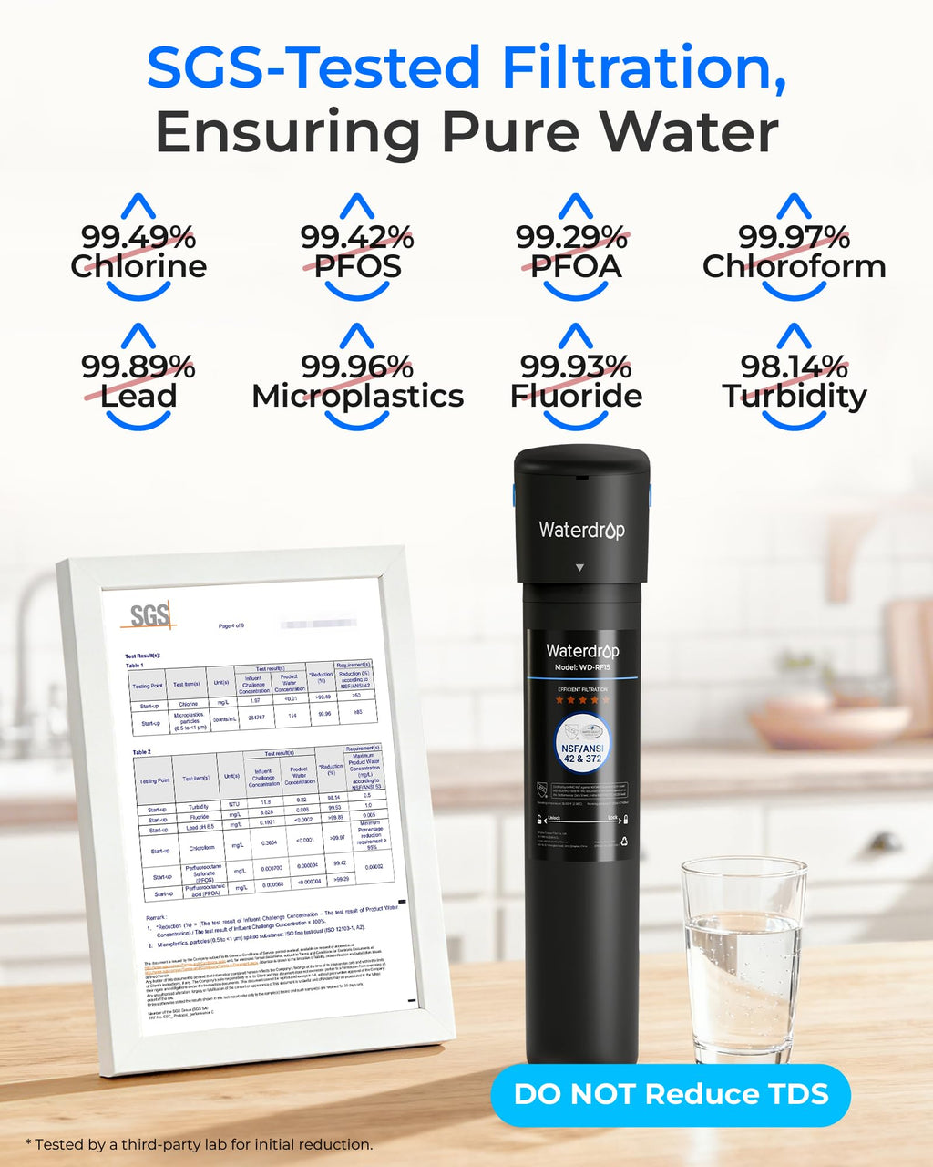 Waterdrop 15UA Under Sink Water Filter System, 19000 Gallons, Reduces Lead, Chlorine, Bad Taste & Odor, Under Counter Water Filter Connects Directly to Your Faucet, NSF/ANSI 42 Certified, 2 Years