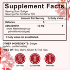 Xaarty 3Pack Premium Astaxanthin 12mg, Natural Antioxidant Supplement for Eye, Joint, Skin Health,Microalgae Source, 4 Month Supply | Supports Internal Circulation, 360 Softgels