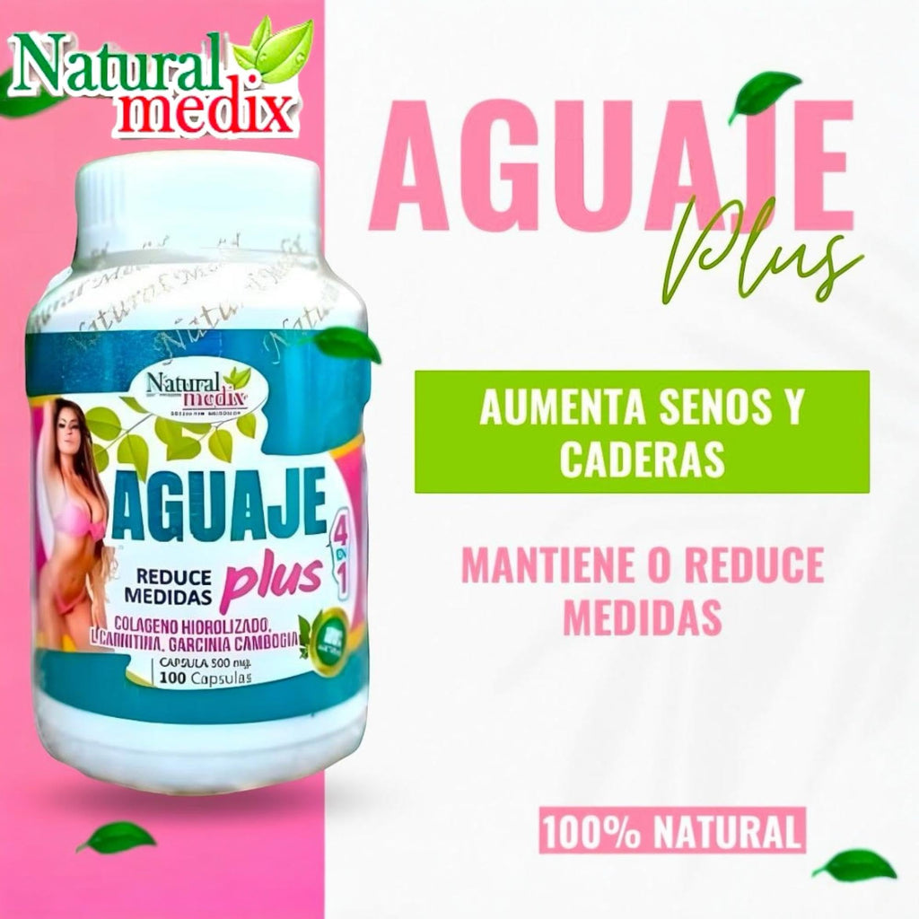 Aguaje Plus 4 in 1- Peruvian Female Health Supplement - Powerful Curves, Shape -Natural -100 Capsules -Natural Medix