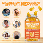 Magnesium Glycinate Gummies 600mg, Chewable Sugar Free Potassium Magnesium Gummies with Magnesium Glycinate, Vitamin D, B6 and CoQ10 for Sleep, Relaxation, Brain & Muscle, 120 Count