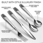 Weighted Utensils for Hand Tremors and Parkinson's Patients - 4 Piece Set Weighted Silverware for Elderly, Arthritis, Weak Hand Grip - Convenient Travel Bag, Stainless Steel, 7 Oz