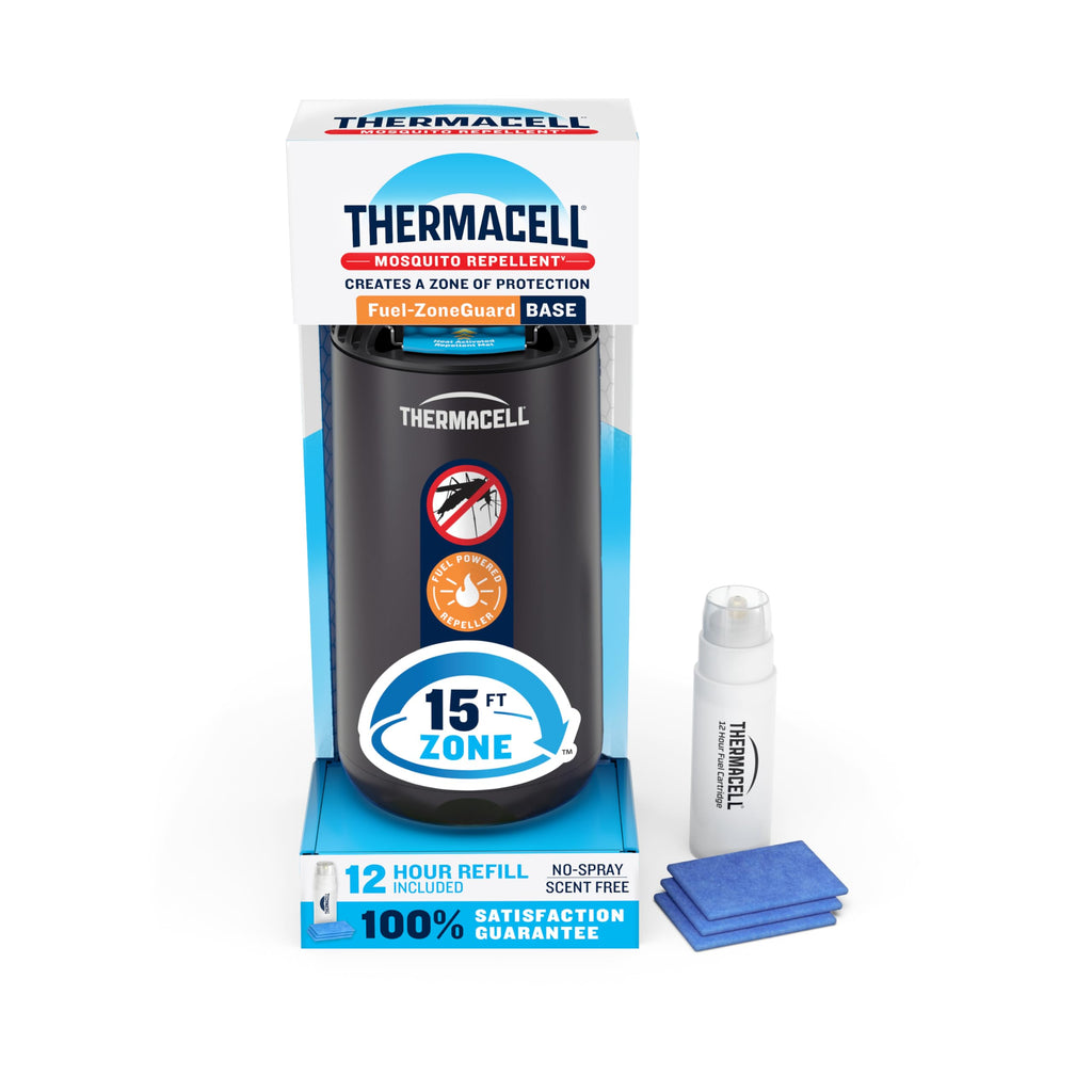 Thermacell Fuel-ZoneGuard Base Fuel Powered Mosquito Repeller; 15-Foot Zone of Scientifically Proven Outdoor Protection; Patio Shield; 12-Hr Refill; DEET-Free; Bug Spray Alternative; Black