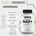 Research Labs NAD+ Supplement 2 for 1 Ad. Proprietary Formula w/Patent Pending RiboYOUNG™. NRF2 Activator, Nicotinamide Riboside, Quercetin, Resveratrol, Betaine. True NAD Supplement Anti Aging…