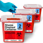 Sharps Containers for Home Use 2 Gallon (3-Pack) - Needle Disposal, Professional Grade Biohazard Containers