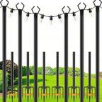 zoegi 6 Pack 10Ft String Light Poles,Light Poles for Outside Lights with Fork,Outdoor Brackets Hanging Lights,Metal Stand for Deck Patio,Backyard,Wedding,Deck,Party