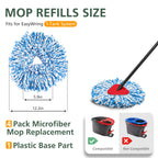 4 Pack Spin Mop Refill Replacement Head Compatible with EasyWring 1-Tank System Spinning Mop, with 1 Swivel Mop Base, 100% Microfiber Deep Cleaning Machine Washable - Blue