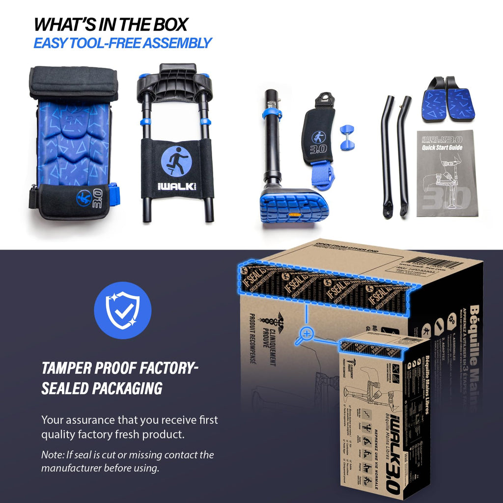 iWALK3.0 – The Original Hands Free Knee Crutch - Alternative to Crutches and Knee Scooters - iWALK Replaces Crutches for Adults - Peg Leg Crutch For Lower Leg Injuries - See All Qualifications for Use - Not for Elderly or Balance Impaired