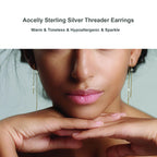 Chain Threader Earrings Dangle for Women Sterling Silver 925 (Gold)
