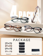 HEEYYOK 1.75 Readers For Women Small Face Womens Reading Glasses Cat Eye 4-Pack Cheaters Reading Glasses Comfort Spring Hinge