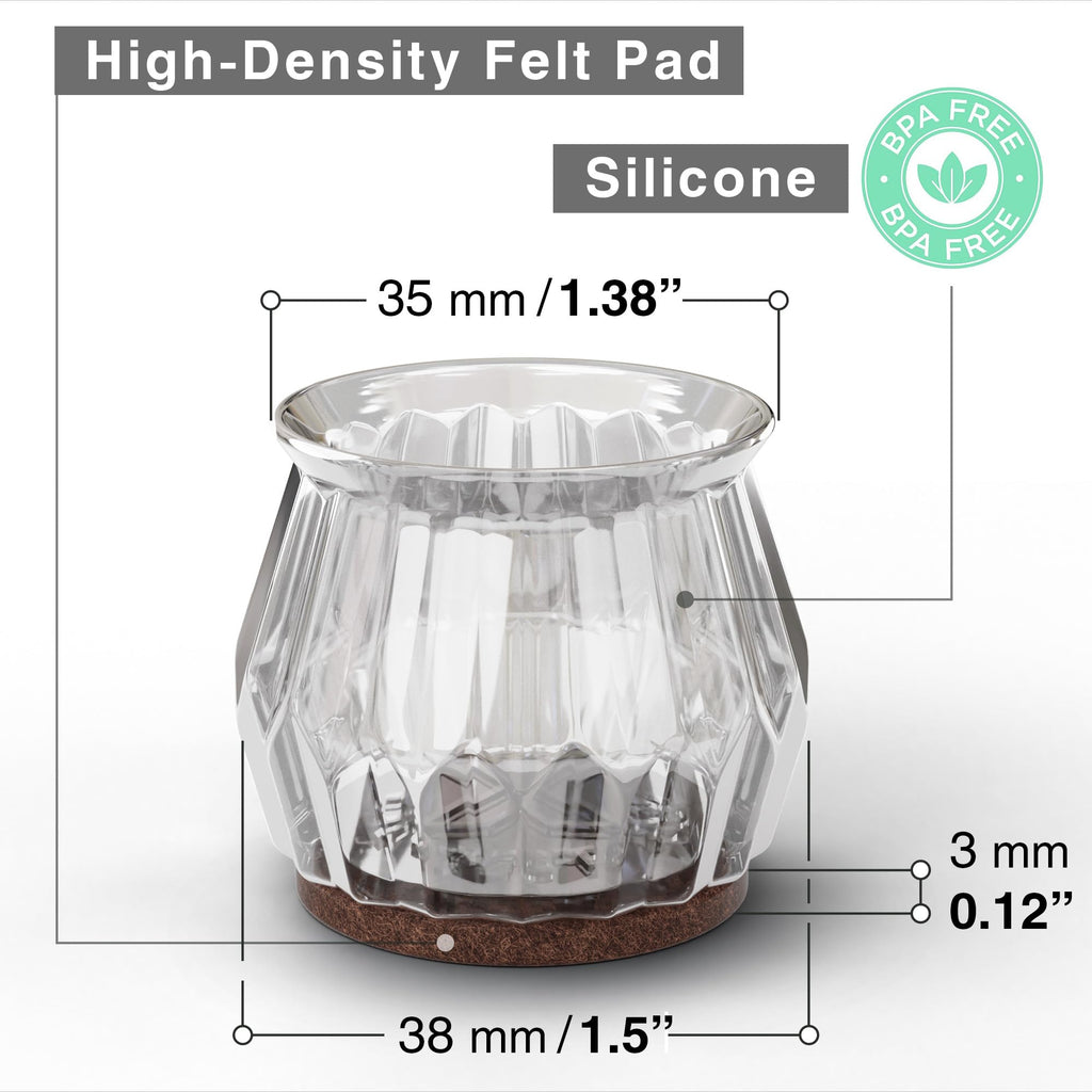16 PCS Chair Leg Floor Protectors with Felt Pads X-Protector - 1.4" - 1.8" - Furniture Pads for Hardwood Floors - Clear Chair Pads - Floor Protectors for Chairs - Brown Chair Leg Covers!