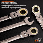 HORUSDY 12-Piece Metric Flex-Head Ratcheting Wrench Set with Organizer | 8-19 mm Ratchet Combination Wrenches Set | 72-Teeth | Chrome Vanadium Steel