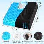TranquilMoments Seat Cushion, Gel Wheelchair Seat Cushion，Ergonomic Chair Cushions for Office Chairs & Car, Relieve Sciatica, Back and Tailbone Pain, Removable Cover & Non - Slip Bottom, Black