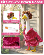 Bathrobe Porch Goose Outfits, Red Robe & Curlers Fits 23" Lawn Statue