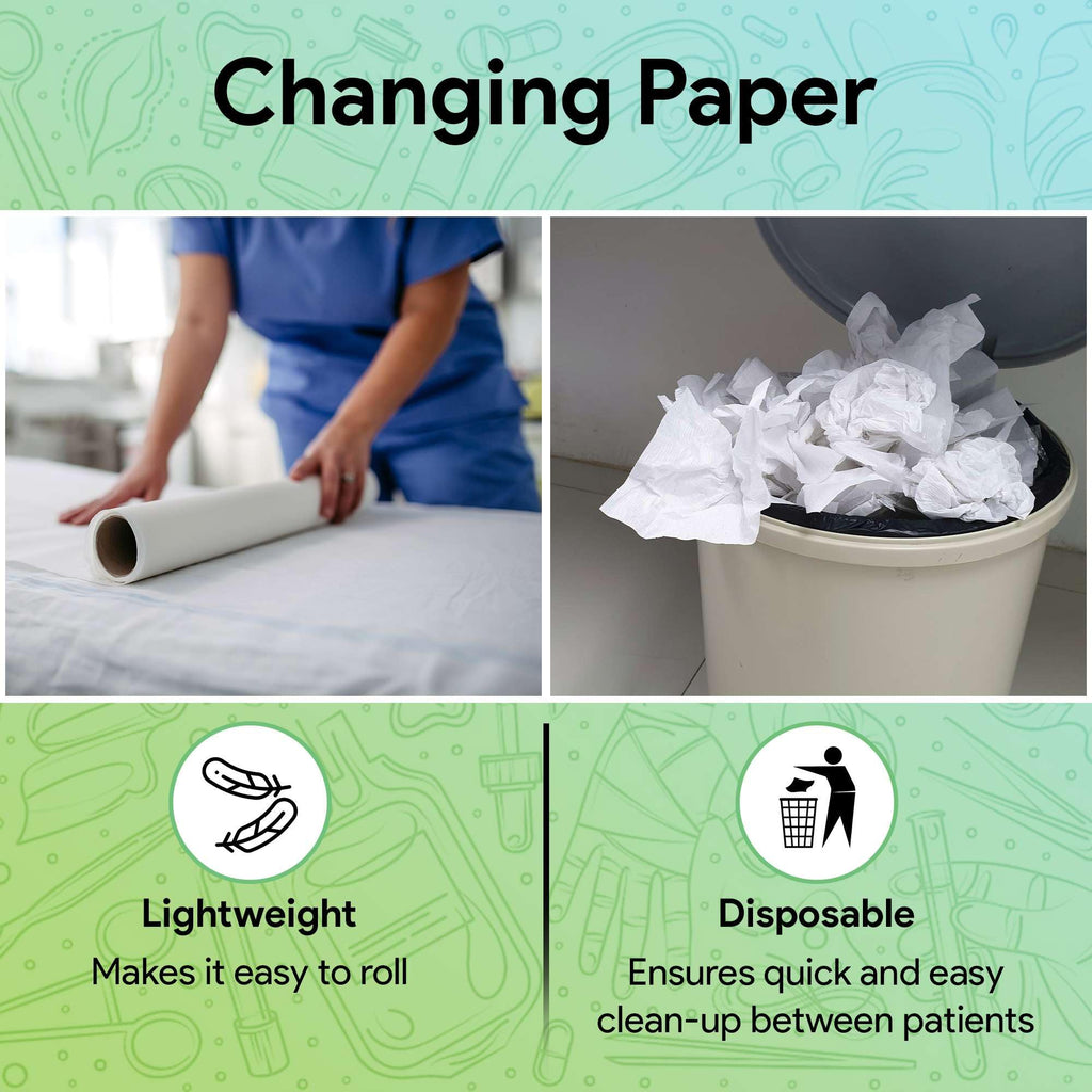 Medical Exam Table Paper 17"x125 Feet - 2 Rolls of Disposable White Table Paper Rolls for Doctor's Offices, Chiropractors, and More - Latex Free Bed Sheet