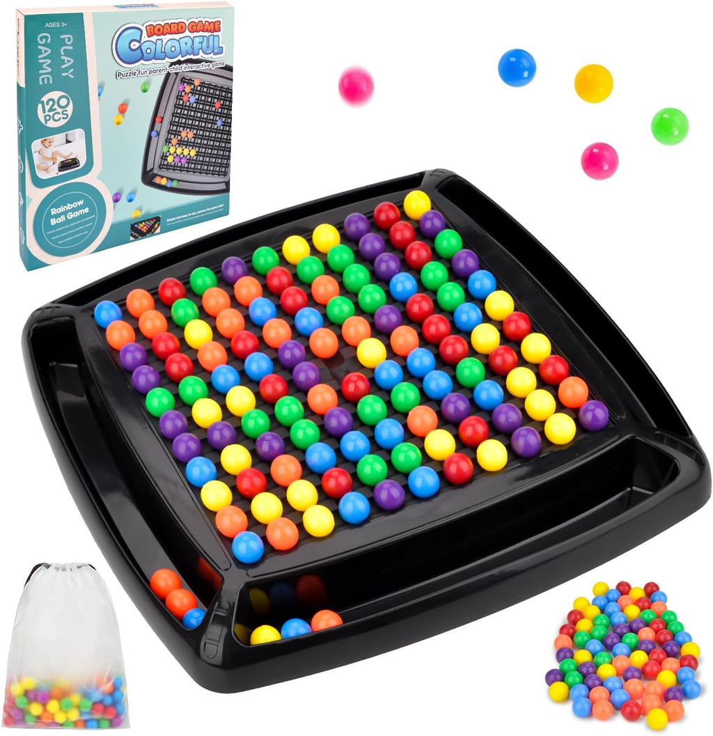 Intellectual Chess Board Game, Chess Elimination Board Game, 120 Pieces Rainbow Color Beads Board Game Interactive Strategy Board Game for Children and Adults