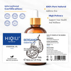 HIQILI Bergamot Essential Oil for Diffuser, Skin, Hair, DIY, 100% Pure & Natural - 1.01 Fl Oz (30 mL)