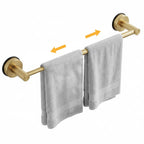 Dovyn Stainless Steel Suction Cup Towel Bar, Adjustable Towel Racks for Bathroom (14.6-24 Inch) - Bathroom Towel Holder Wall Mounted for Glass Shower Door & Wall (Brushed Gold)