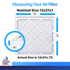 Filter King 13x21x1 Air Filter (MERV 8) (6-Pack) Dust & Allergy Control AC Furnace Filters, MADE IN USA, HVAC, Pleated, Electrostatic (Actual Size: 13 x 21 x .75)