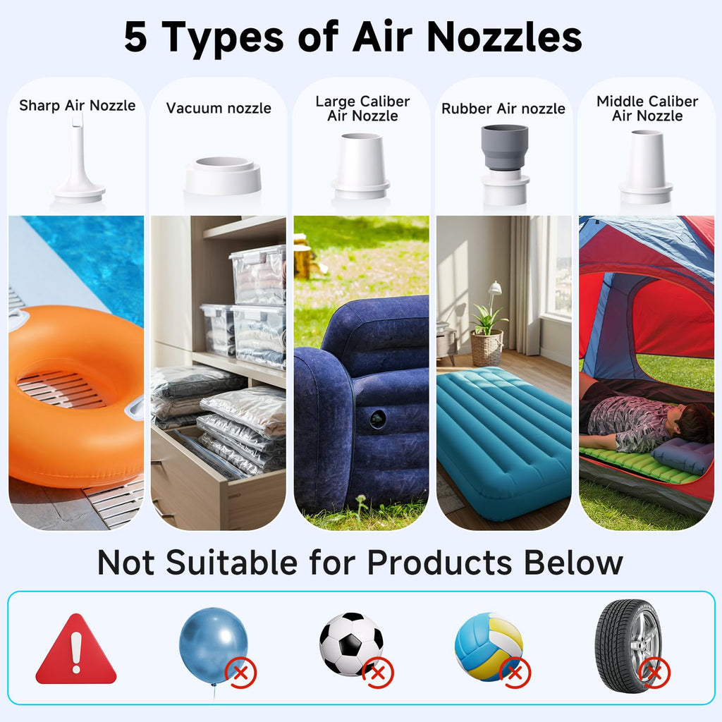 Portable Air Pump for Inflatables, 4.5kPa Mini Air Mattress Pump with Camping Light, 2400mAh Battery Rechargeable Air Pump for Pool Floats, Sleeping Pads, Swimming Ring, Vacuum Storage Bags, Green