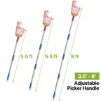 Fruit Picker, 8 ft Long Fruit Picker Pole with Basket Telescoping, Apple Fruit Tree Picker with Pole Extendable, Fruit Grabber & Cather with Stainless Steel Pole for Mango, Orange, Fig, Lemon