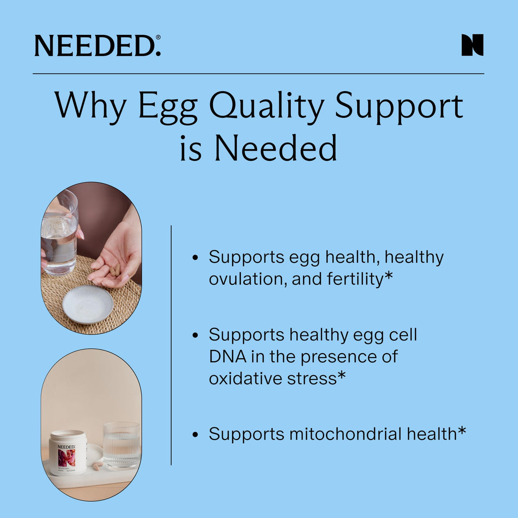 Needed. Egg Quality Support - Optimally Formulated Antioxidants Supplement for Egg Quality - Fertility Support - Fertility Supplement for Women - 60 Capsules - 30 Day Supply