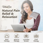 RelaxCoo Microwave Heating pad with Washable Cover 6 * 12" Microwavable Heat Pad for Neck Shoulder, Cramps, Back Pain Relief, Warm Compress Bean Bag Moist Heat Pack for Muscles, Joints, 2 Pack