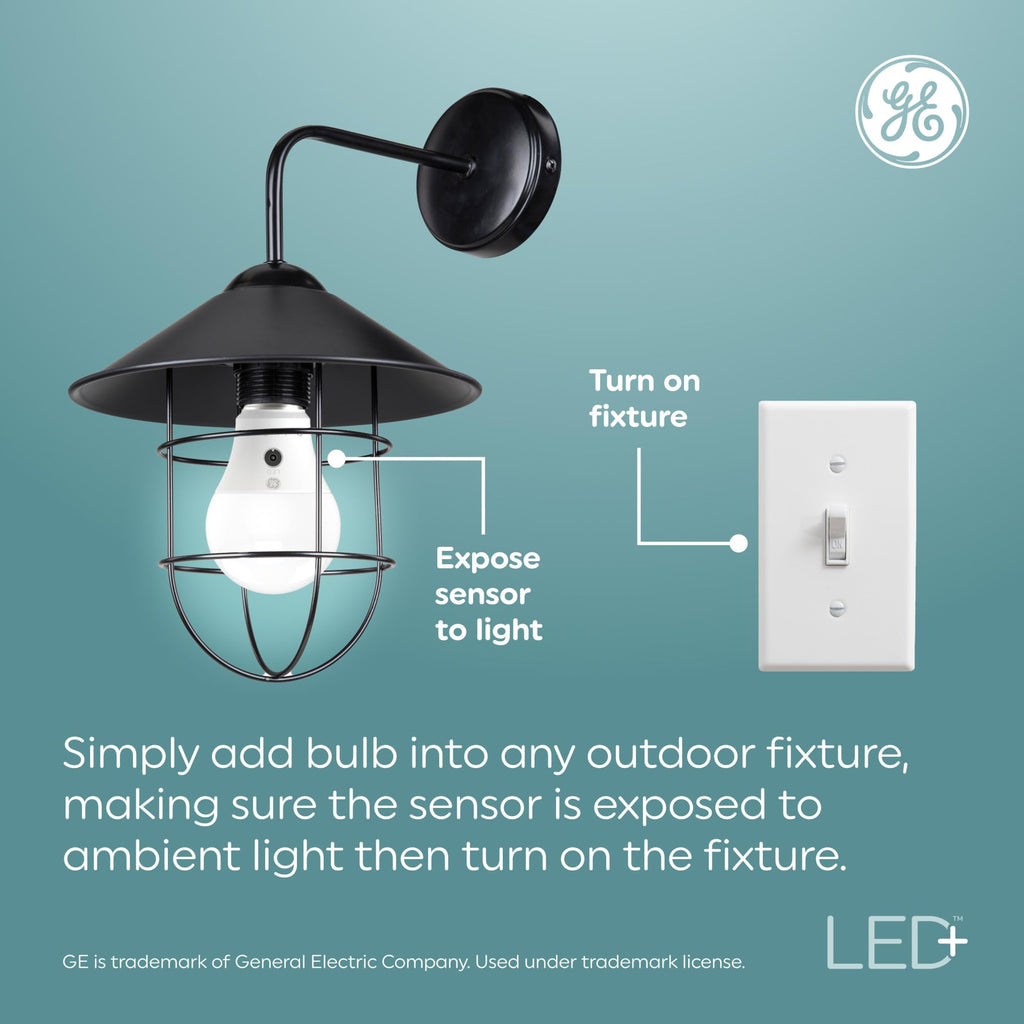 GE LED+ Dusk to Dawn LED Light Bulbs, Security Lights, 60 Watt Replacement, Decorative ST19 Bulbs, Medium Base, Color Select (2 Pack)