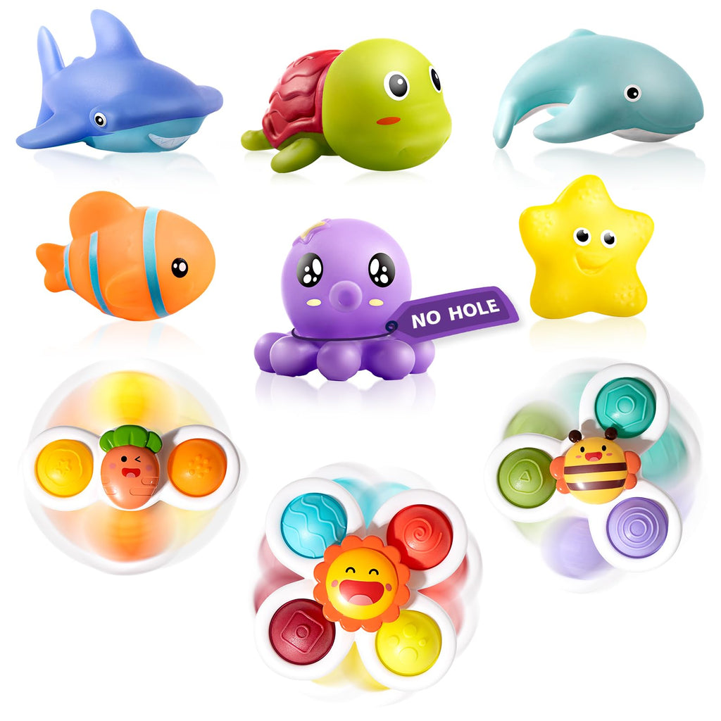 Hely Cancy Infant Bath Toys for 18 Months - No Hole Animal Bathtub Toys, Baby Bath Tub Toys