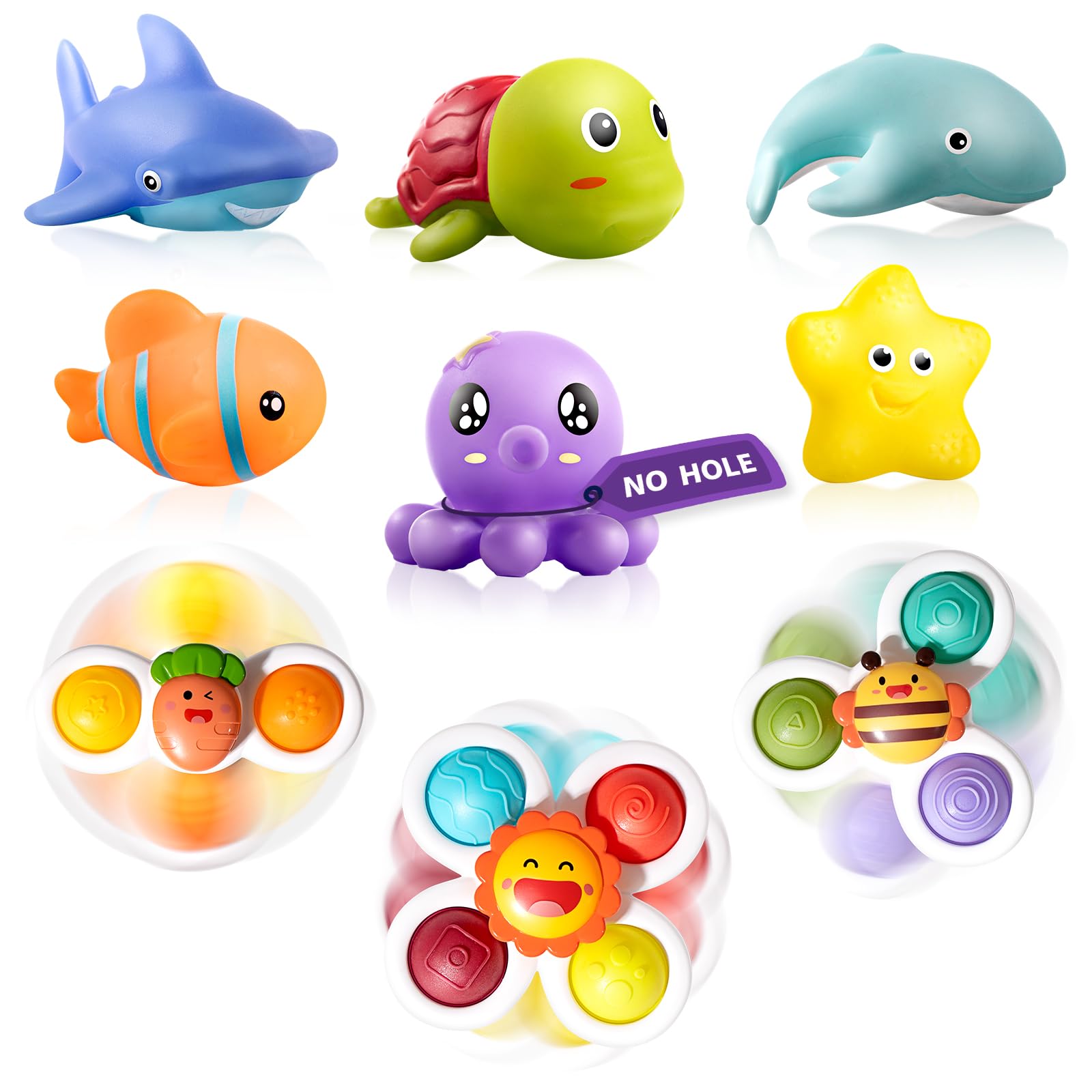 Hely Cancy Infant Bath Toys for 18 Months - No Hole Animal Bathtub Toys, Baby Bath Tub Toys