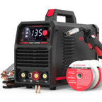 YESWELDER 135A MIG Welder, 110V Flux Core Gasless MIG/Lift TIG/Stick 3-in-1 Synergic Control LED Display Welding Machine, Bonus Flux Core Wire