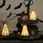 Light Up Ghost Halloween Decor,Ceramic Halloween Ghost Decorations Indoor